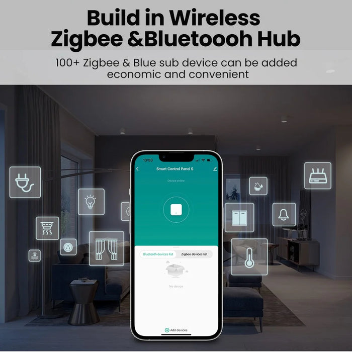 T6E Smart Home 4 Inch EU Standard Control Panel Zigbee Gateway Built-In Alexa Scene Panel - 3