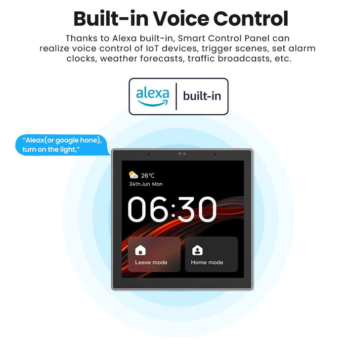 T6E Smart Home 4 Inch EU Standard Control Panel Zigbee Gateway Built-In Alexa Scene Panel - 5