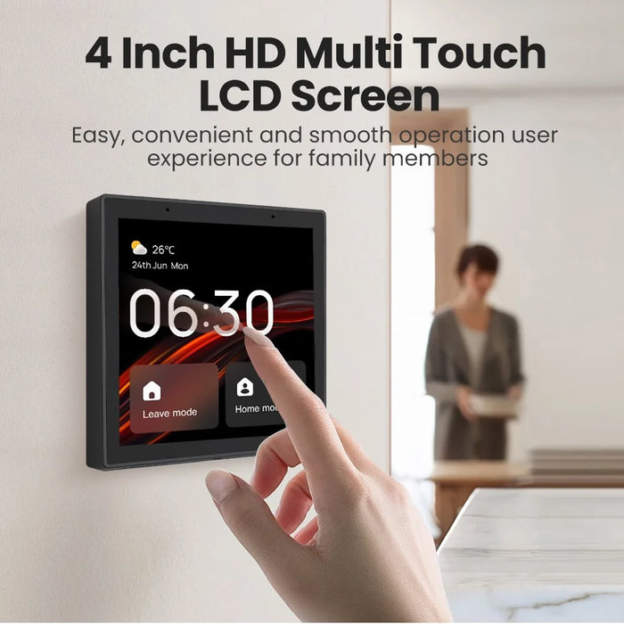 T6E Smart Home 4 Inch EU Standard Control Panel Zigbee Gateway Built-In Alexa Scene Panel - 6