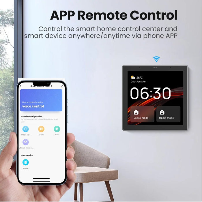 T6E Smart Home 4 Inch EU Standard Control Panel Zigbee Gateway Built-In Alexa Scene Panel - 7