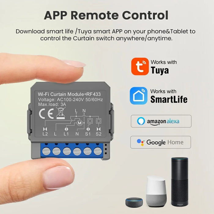 CSM16-RF-1 WiFi Curtain Switch Controller Module with RF433 Smart Blinds Control Tuya Smart Home Device - 3