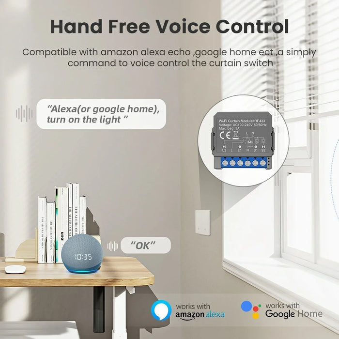 CSM16-RF-1 WiFi Curtain Switch Controller Module with RF433 Smart Blinds Control Tuya Smart Home Device - 4