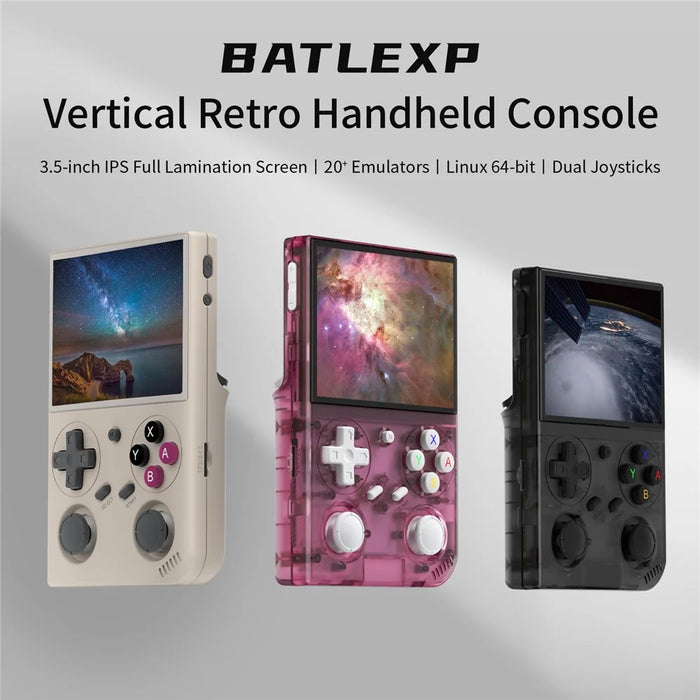 AMPOWN G350 64G Retro Handheld Game Console 3.5 Inch IPS Screen Wired Controller without TF Card - Transparent Black - 2