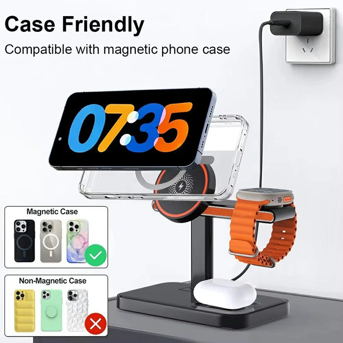 3 in 1 Magnetic Wireless Charger with WiFi 1080P Camera 15W Cell Phone Charging Stand - Black - 6