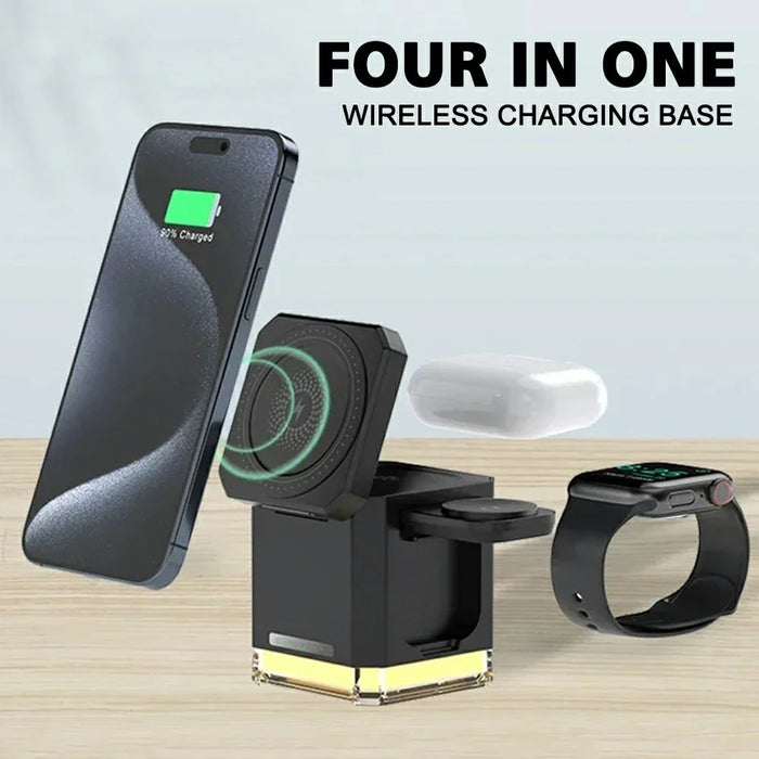 3 in 1 Wireless Charger Cell Phone Charging Stand with Night Light / HD Motion Detection Camera Built-In 64GB - Black - 3