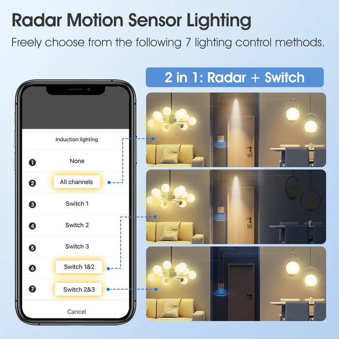 MG-KG126 Single Gang Zigbee Radar Smart Switch Remote Control Tuya Timer Human Sensor Wall Switch - Black - 4