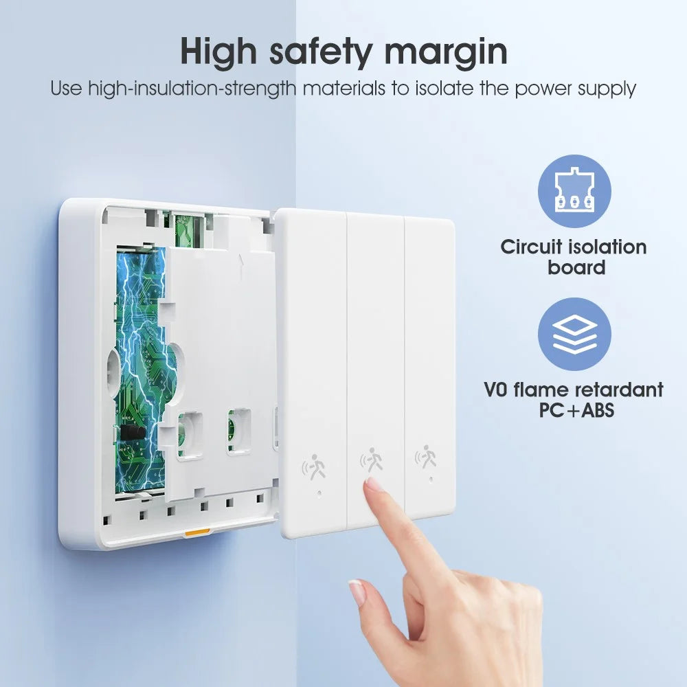MG-KG126 3 Gang 1 Way Zigbee Radar Smart Switch Remote Control Tuya Timer Human Sensor Wall Switch - White - 3