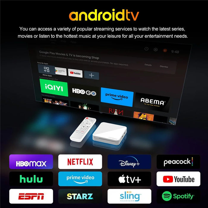 H96Max H313 2+8GB Android TV Box WiFi 6 Bluetooth-Compatible 4K Ultra HD Streaming Device - US Plug - 4