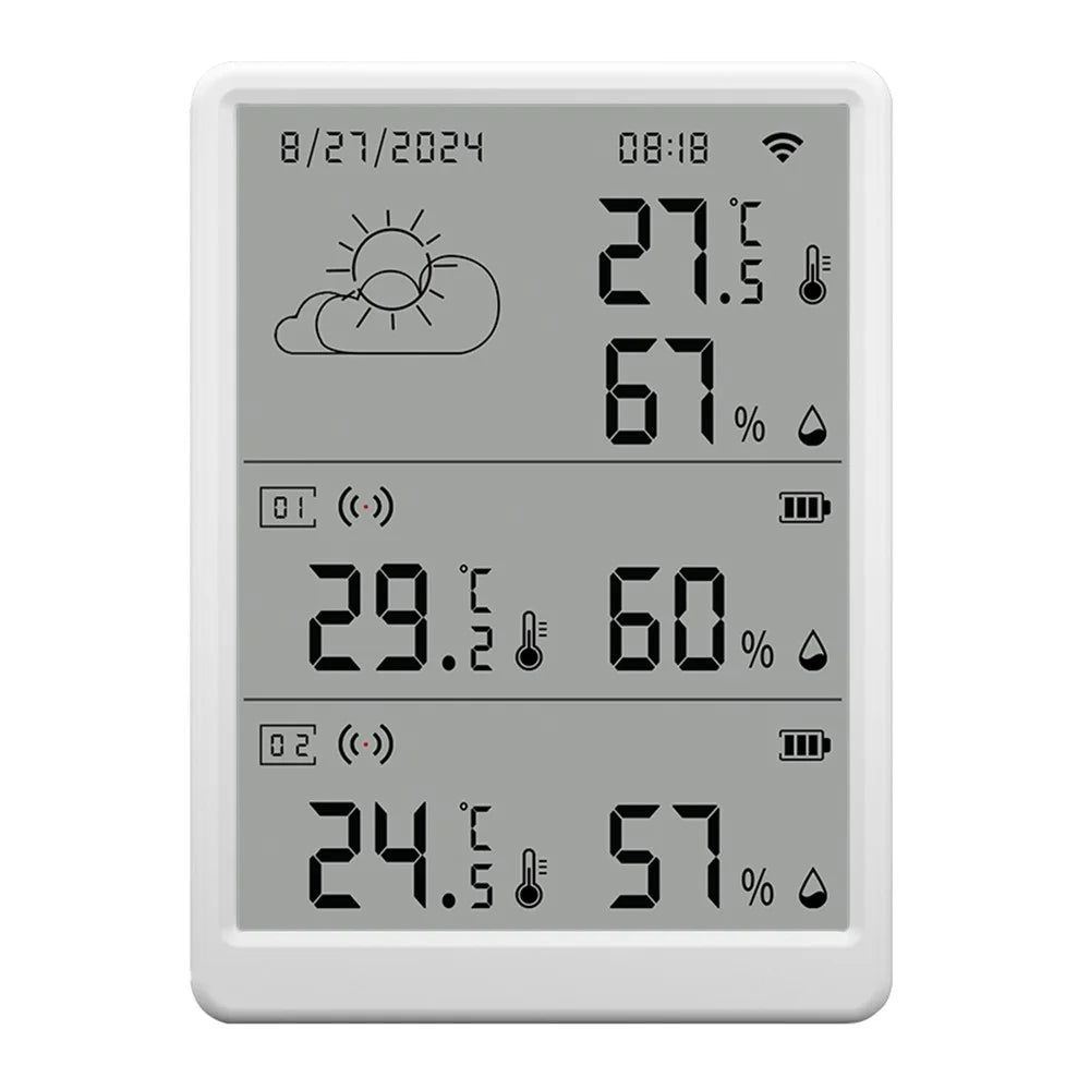 SMATRUL WSD023 WiFi RF Temperature Humidity Sensor LED Display Remote Control Smart APP Alarm Detector - 1