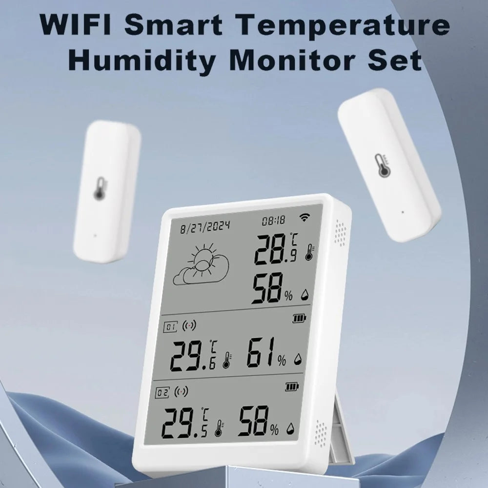 SMATRUL WSD023 WiFi RF Temperature Humidity Sensor LED Display Remote Control Smart APP Alarm Detector - 3