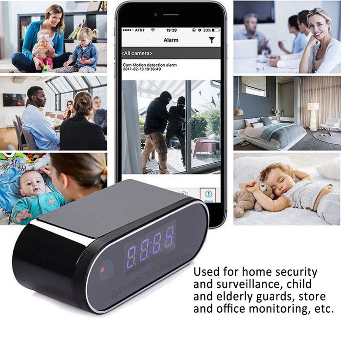 HD 1080P Clock Camera WiFi Mini Cam IR Night Vision Alarm Camcorder Video Recorder Motion Detection - 5
