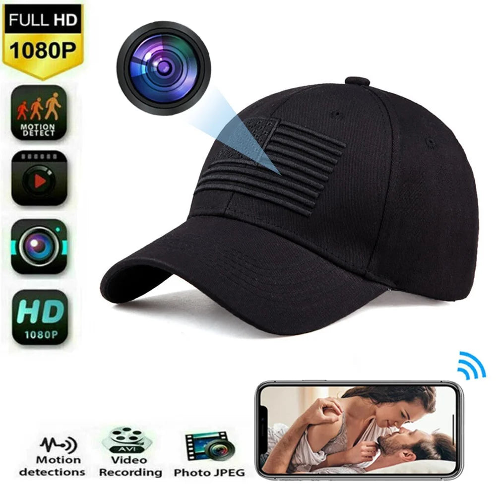 HD 1080P Mini Camera Baseball Cap with Motion Detection Outdoor Surveillance Camera - 2