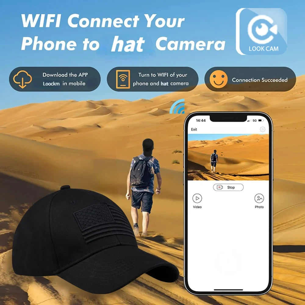 HD 1080P Mini Camera Baseball Cap with Motion Detection Outdoor Surveillance Camera - 4