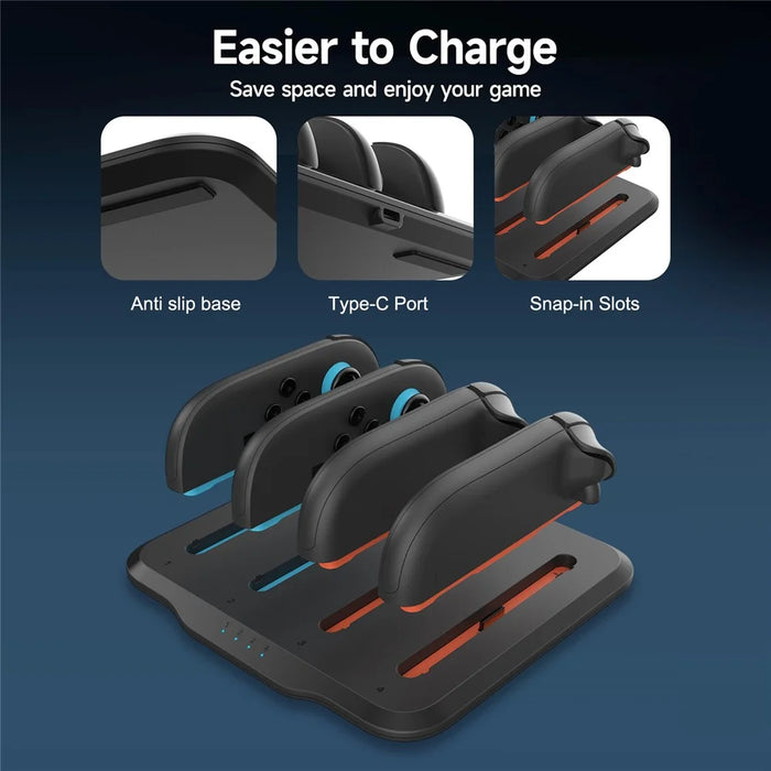For Nintendo Switch 2 Game Controller 4-Slot Charging Dock Left Right Gamepad Charger with LED Indicator - 3