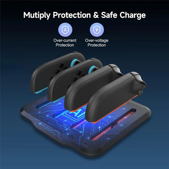 For Nintendo Switch 2 Game Controller 4-Slot Charging Dock Left Right Gamepad Charger with LED Indicator - 4