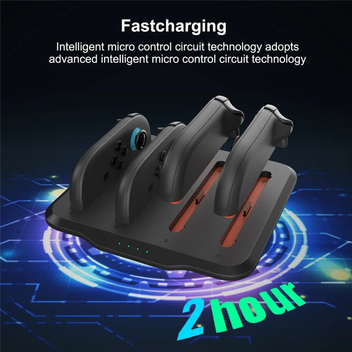 For Nintendo Switch 2 Game Controller 4-Slot Charging Dock Left Right Gamepad Charger with LED Indicator - 6