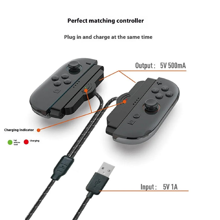 PGTECH GP-377 For Nintendo Switch 2 Joy-Con Charging Cable Braided 2 in 1 Controller Charging Cord - 4