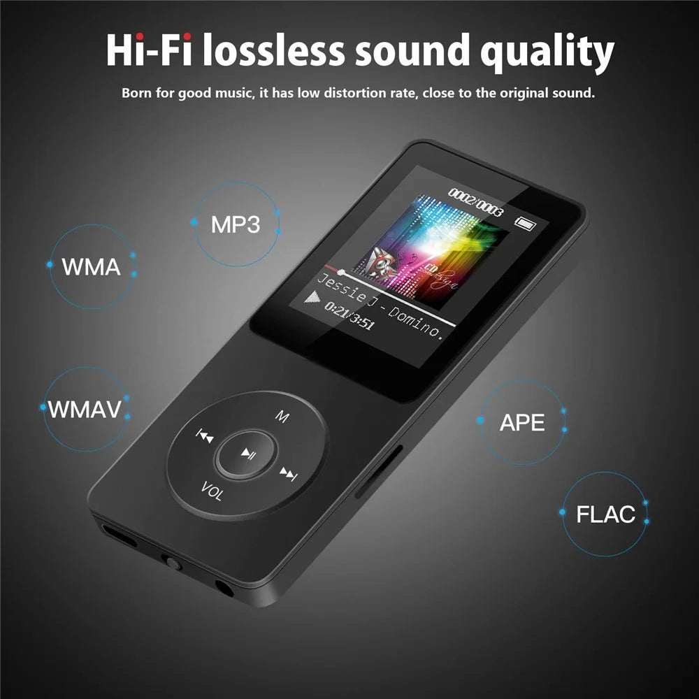 T1 1.8 Inch Screen Portable MP4 Music Player Bluetooth-Compatible E-Book FM Radio (With 64G TF Card) - Black - 2