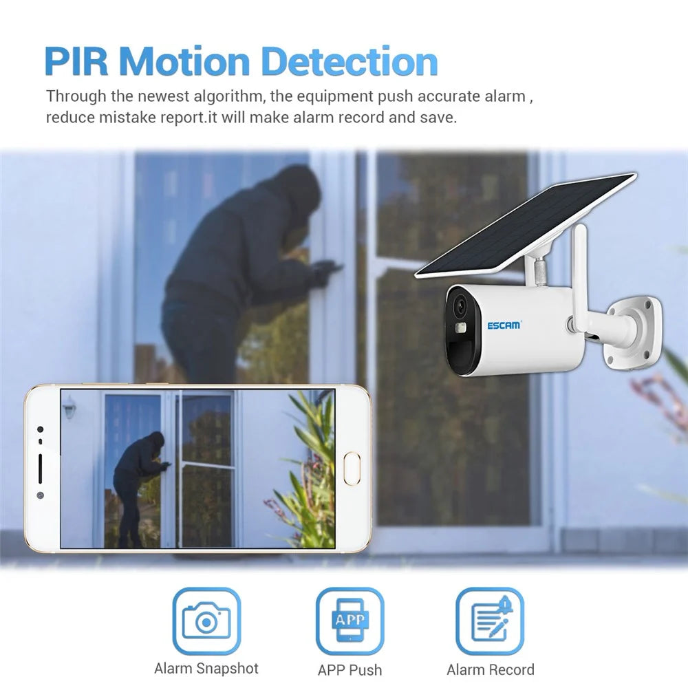 ESCAM QF290 Solar WiFi Camera 1080P Waterproof Security Camera Solar Panel Battery Powered with IR Night Vision - 5