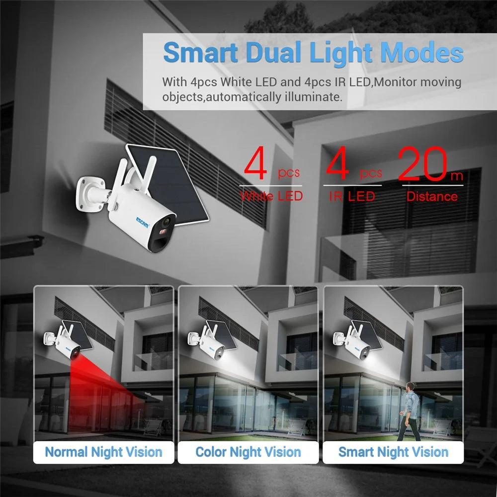 ESCAM QF290 Solar WiFi Camera 1080P Waterproof Security Camera Solar Panel Battery Powered with IR Night Vision - 6