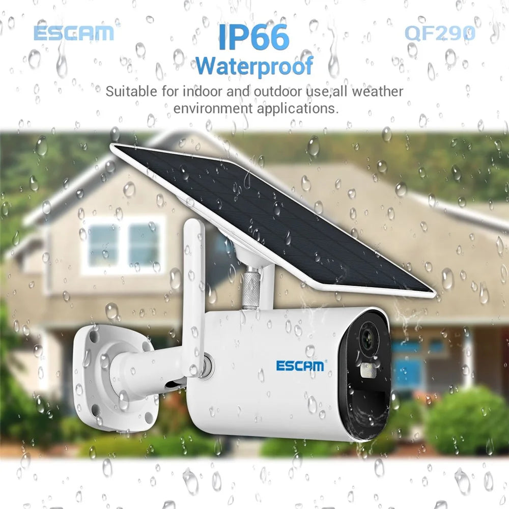 ESCAM QF290 Solar WiFi Camera 1080P Waterproof Security Camera Solar Panel Battery Powered with IR Night Vision - 7