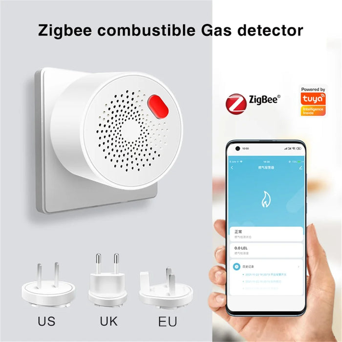 DY-RQ500A Tuya Smart Zigbee Gas Detector Alarm IEEE802.15.4 Combustible Gas Sensor - EU Plug - 2