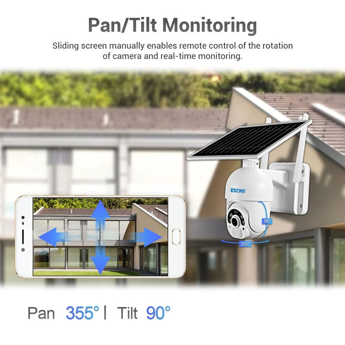 ESCAM QF250 1080P WiFi Solar IP Camera WiFi Wireless 6W Solar Panel Battery Powered Home Security Camera - 4
