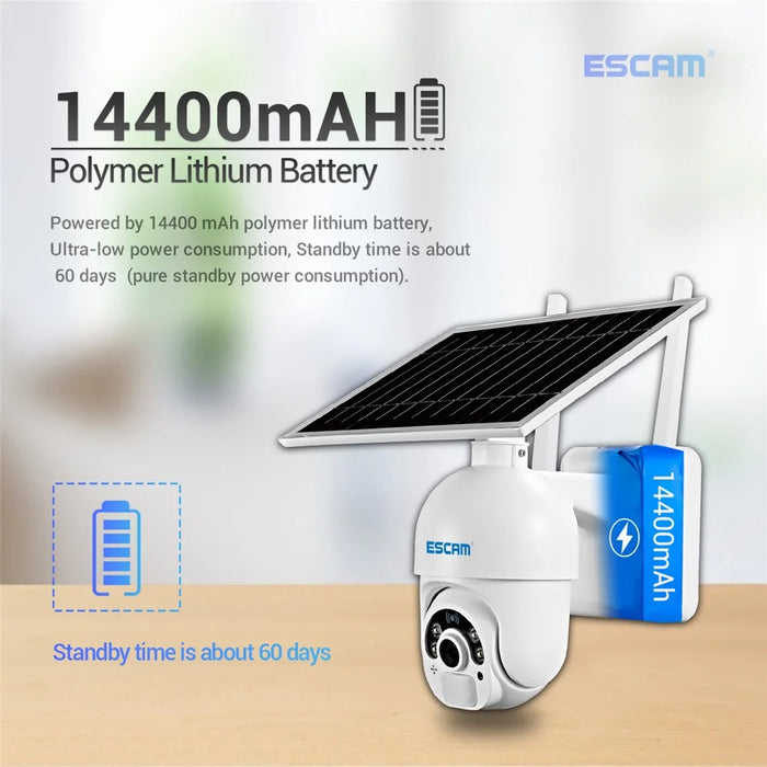 ESCAM QF250 1080P WiFi Solar IP Camera WiFi Wireless 6W Solar Panel Battery Powered Home Security Camera - 6
