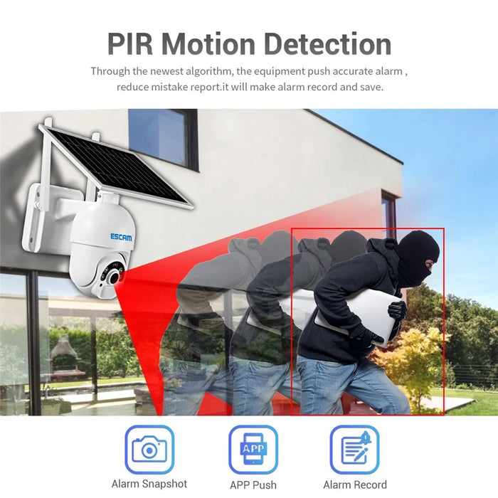 ESCAM QF250 1080P WiFi Solar IP Camera WiFi Wireless 6W Solar Panel Battery Powered Home Security Camera - 7