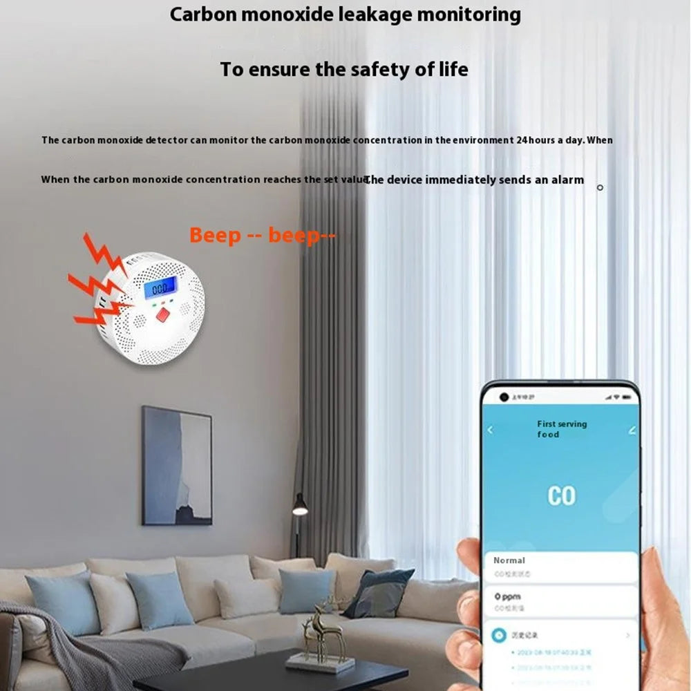 CO400A Compatible with Alexa  /  Google Assistant WiFi Smart Carbon Monoxide Detector Real Time Monitor (No Battery) - 4