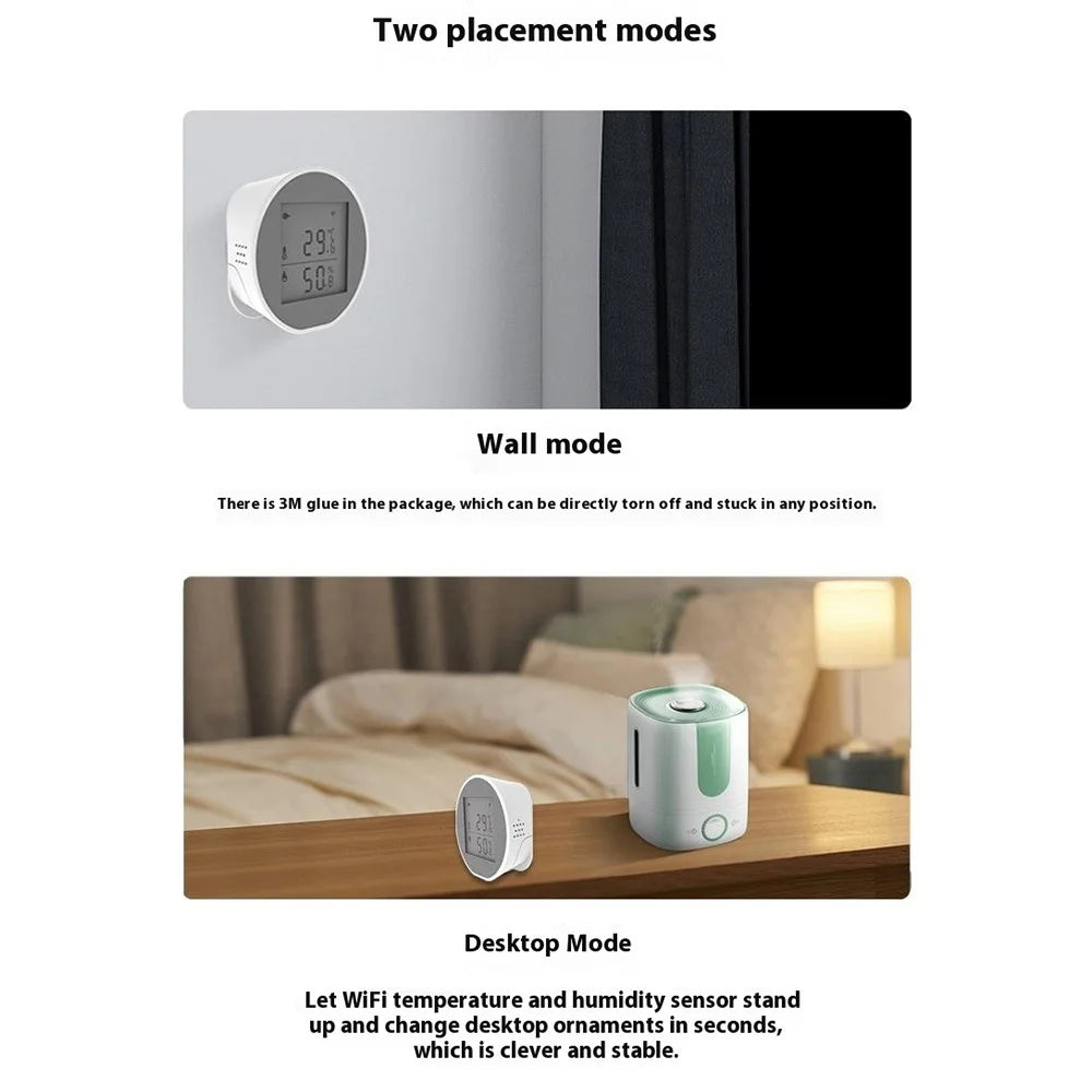 WSD400H WiFi Temperature Humidity Sensor Abnormal Alarm Real Time Monitor Compatible with Alexa  /  Google Assistant (No Battery) - 6