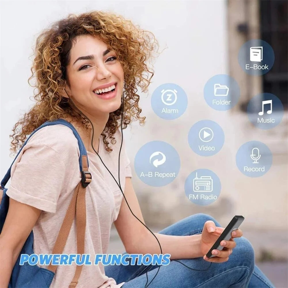 1.77 Inch Screen MP4 Player Portable Bluetooth-Compatible FM Radio Voice Recorder (Without TF Card) - Black - 2