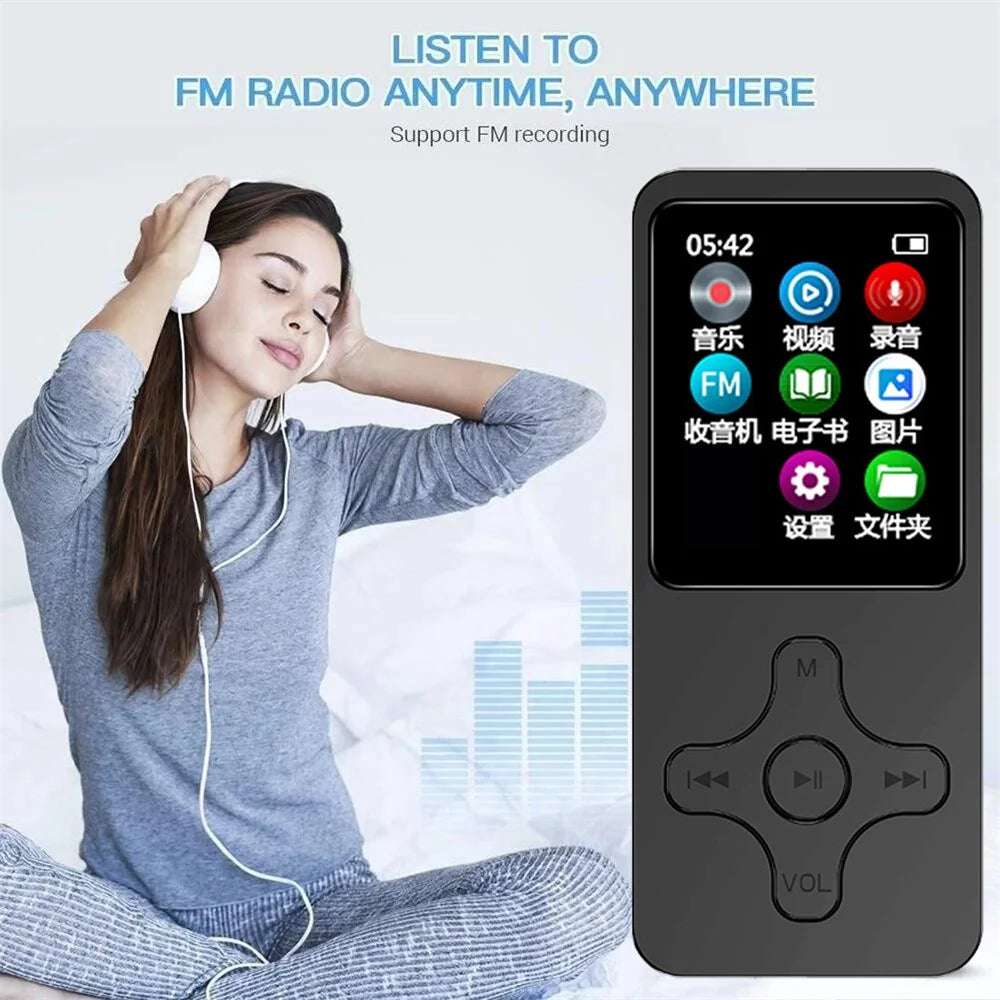 1.77 Inch Screen MP4 Player Portable Bluetooth-Compatible FM Radio Voice Recorder (Without TF Card) - Black - 7