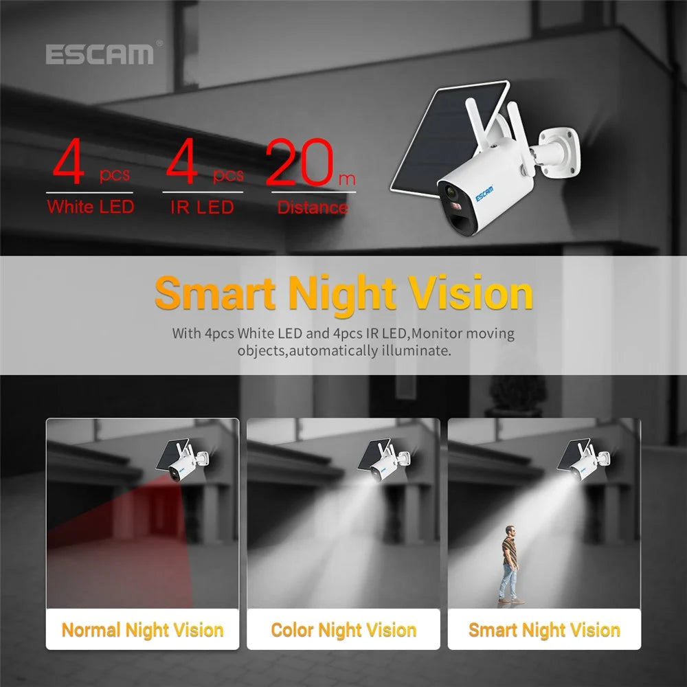 ESCAM QF490 1080P 4G Solar PIR Alarm Dome Night Vision CCTV IP Camera Pan/Tilt Monitor - EU Edition - 4