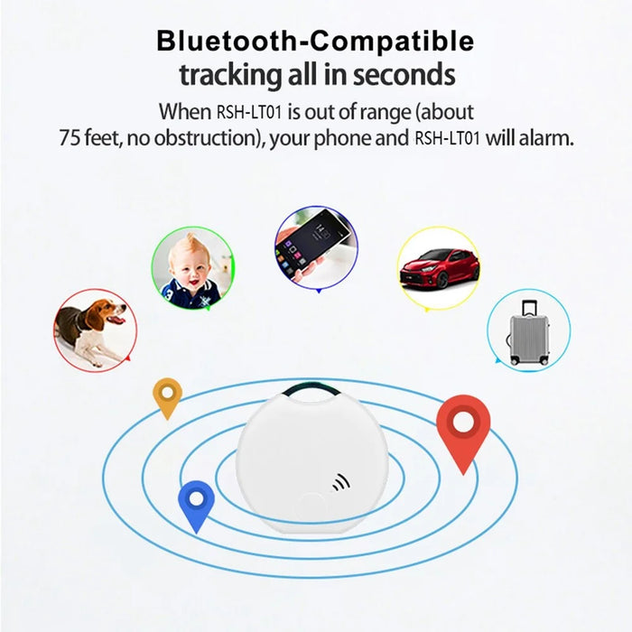 LT01 Android Bluetooth-Compatible Tracker Smart Two-Way Finder Key Locator Item Finder Compatible with Tuya Smart App - White - 5