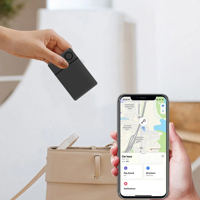 iCard 01 Card Shaped Tracker Ultra Thin Anti Lost Key, Wallet Finder for iOS  - Black - 2