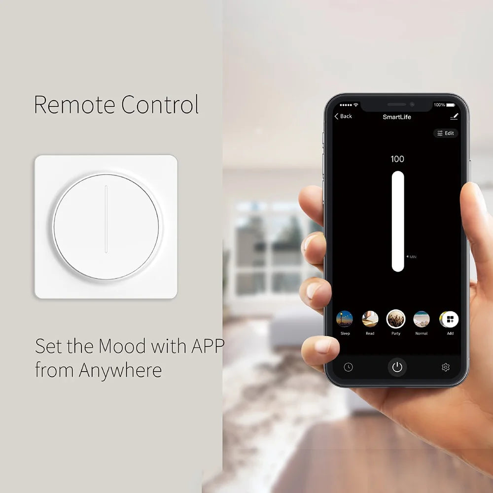 RSH-EU-SD02 WiFi Wall Dimmer Switch Wireless Light Controller Smart Touch Panel, European Standard - 4