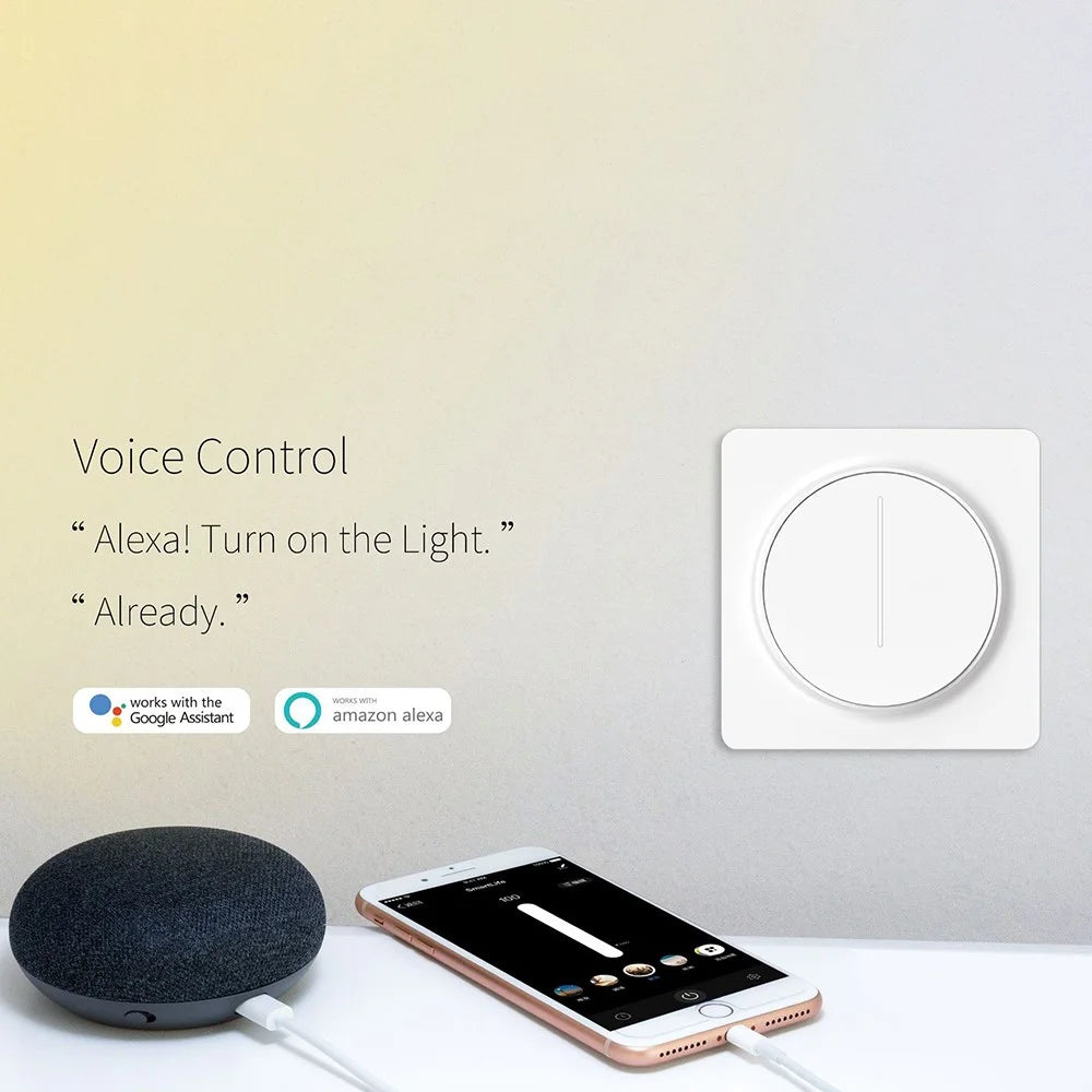 RSH-EU-SD02 Zigbee Smart Dimmer Switch Touch Stepless Light Controller Panel, European Standard - 3