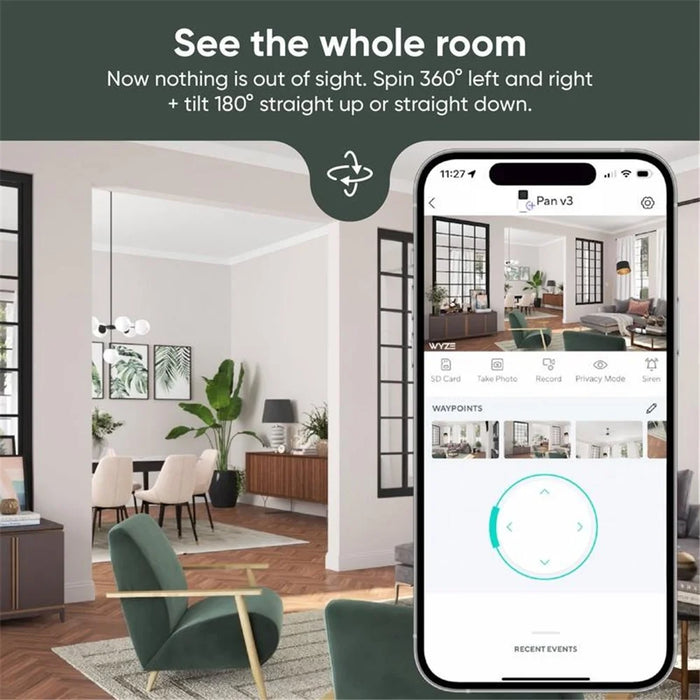 T200 1080P Smart WiFi Security Camera 360 Degree Pan Tilt Motion Tracking Night Vision Cam - US Plug - 7
