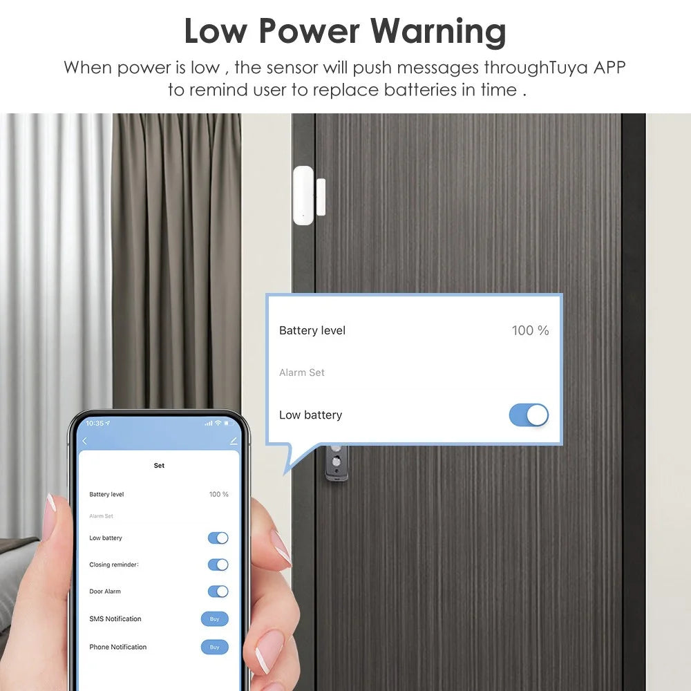DW10 Tuya WiFi Door Window Sensor Smart Alarm Security System Intrusion Detector Scene Linkage Trigger - 7