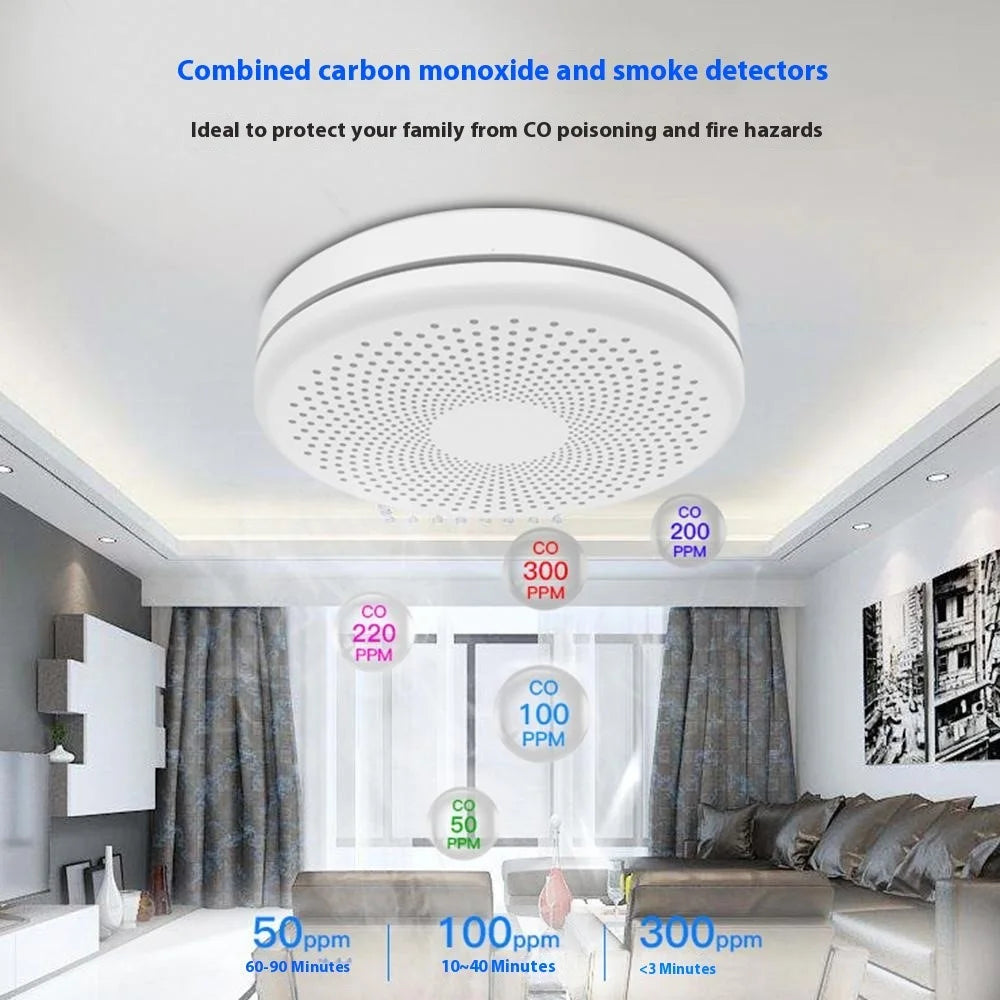 SMCO01 Smart Home Tuya WiFi Smoke Detector Carbon Monoxide Alarm Wireless Sensor with Flash Light - 2