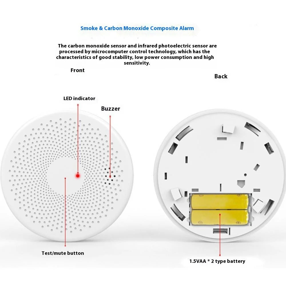 SMCO01 Smart Home Tuya WiFi Smoke Detector Carbon Monoxide Alarm Wireless Sensor with Flash Light - 5