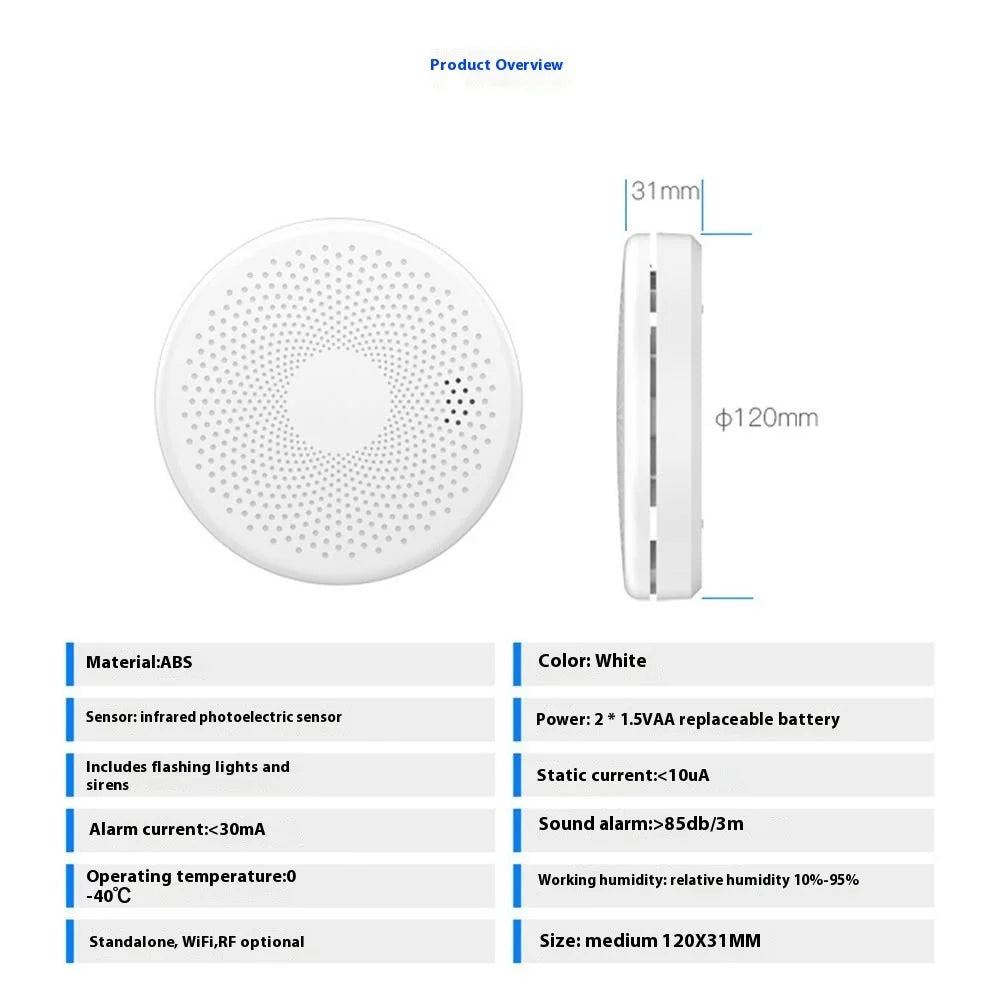 SMCO01 Smart Home Tuya WiFi Smoke Detector Carbon Monoxide Alarm Wireless Sensor with Flash Light - 6
