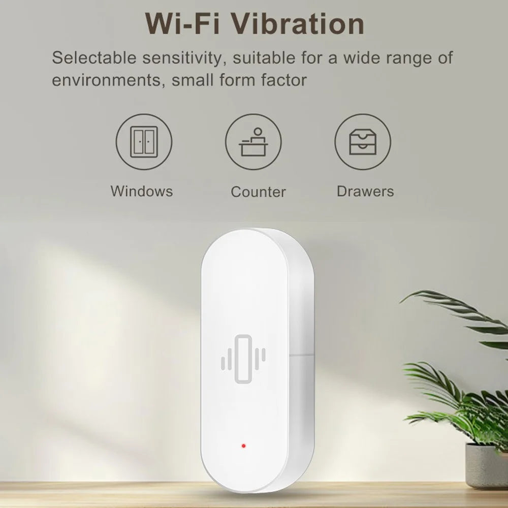 VB02 Tuya WiFi Door Vibration Sensor Smart Real-Time Detection APP Remote Motion Shock Alarm Device - 2