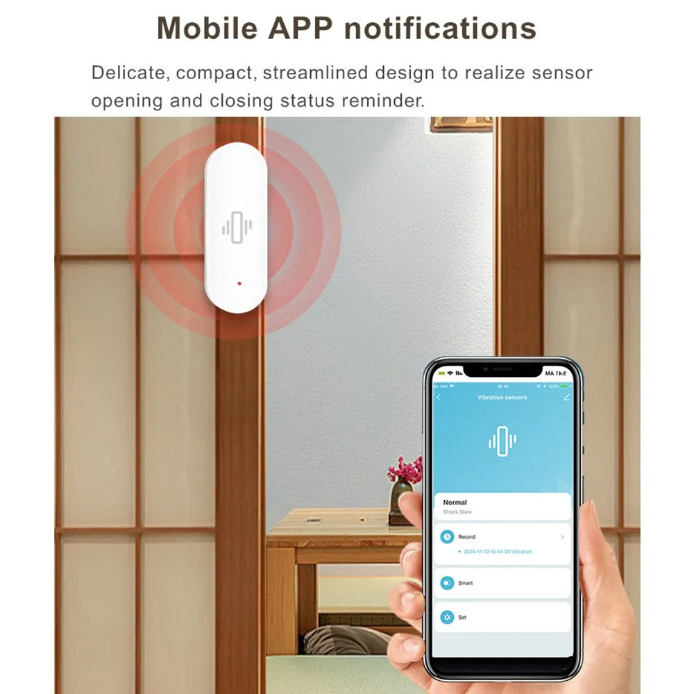 VB02 Tuya WiFi Door Vibration Sensor Smart Real-Time Detection APP Remote Motion Shock Alarm Device - 3