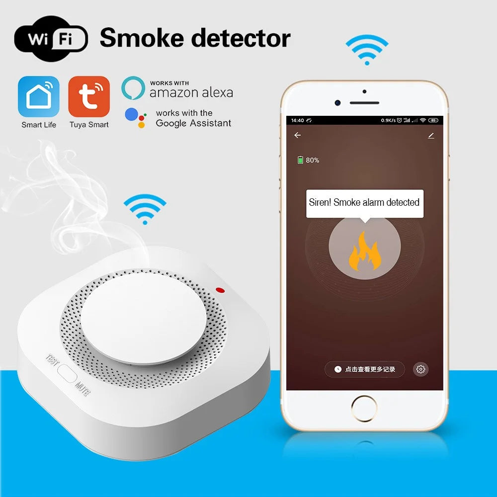 SM441W WiFi Smoke Detector Smart Home Alarm System Multi-Scene Smoke Sensor - 2