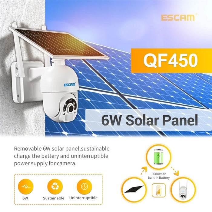 ESCAM QF450 1080P Cloud Storage 4G PIR Alarm Dome Pan/Tilt CCTV IP Camera with Solar Panel - EU Edition - 6