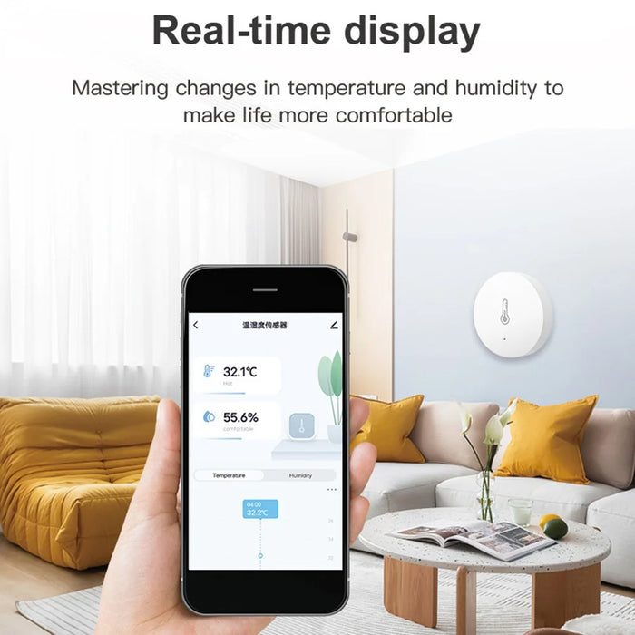 HS06 Tuya Zigbee Round Temperature Humidity Sensor Smart Home Indoor Thermometer Detector - 6