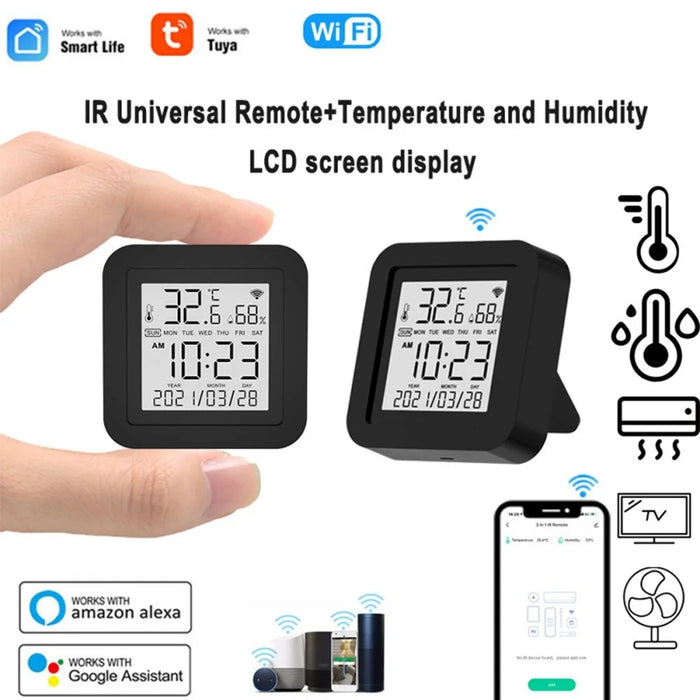 TH02 Smart Infrared WiFi Digital Thermometer Hygrometer Wireless Temperature Sensor - Black 24H - 3