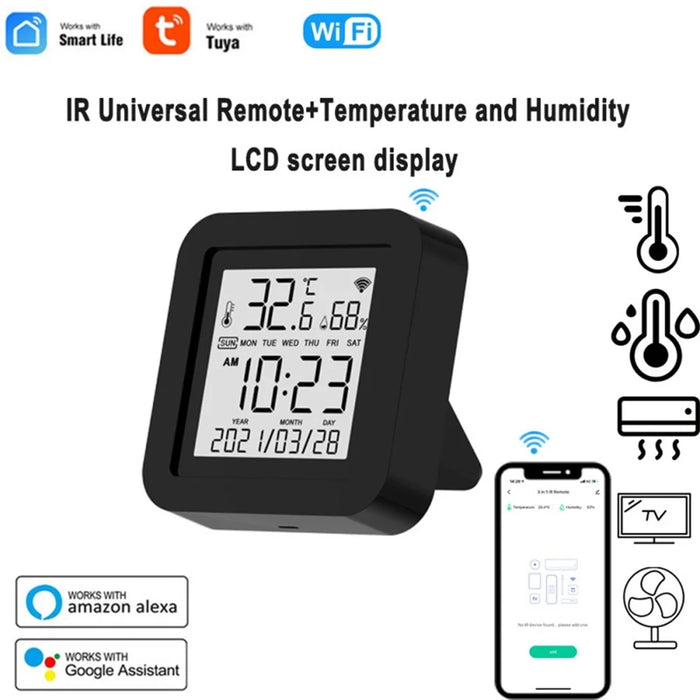 TH02 Smart Infrared WiFi Digital Thermometer Hygrometer Wireless Temperature Sensor - Black 24H - 4